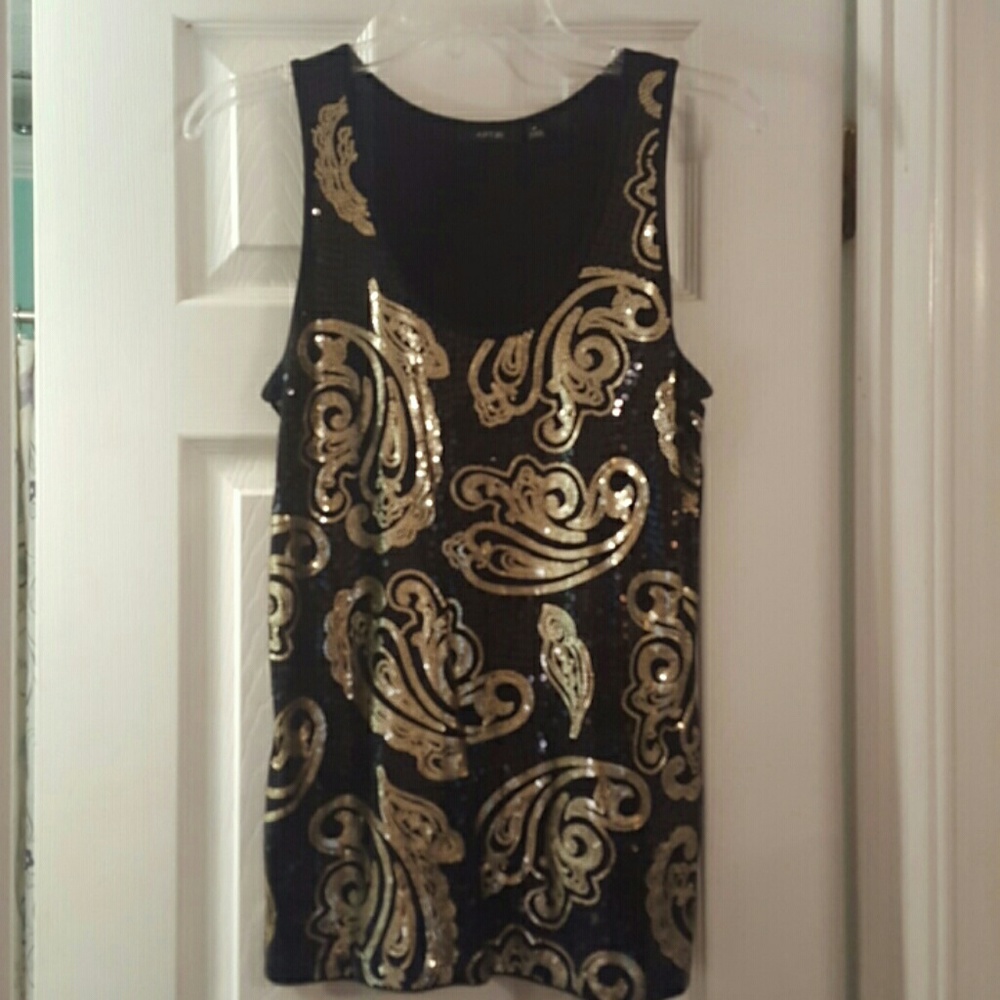 Black and Gold Sequin Top